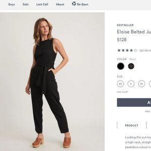 Marine Layer Eloise Belted Jumpsuit Black XS